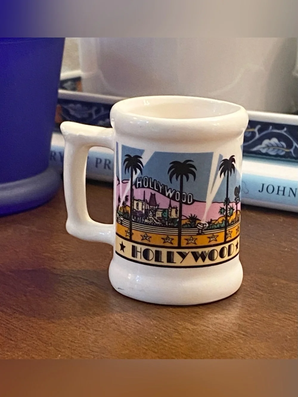 VTG 1984 Hollywood California Karol Western Ceramic Shot Glass Mini Mug 2.5”
